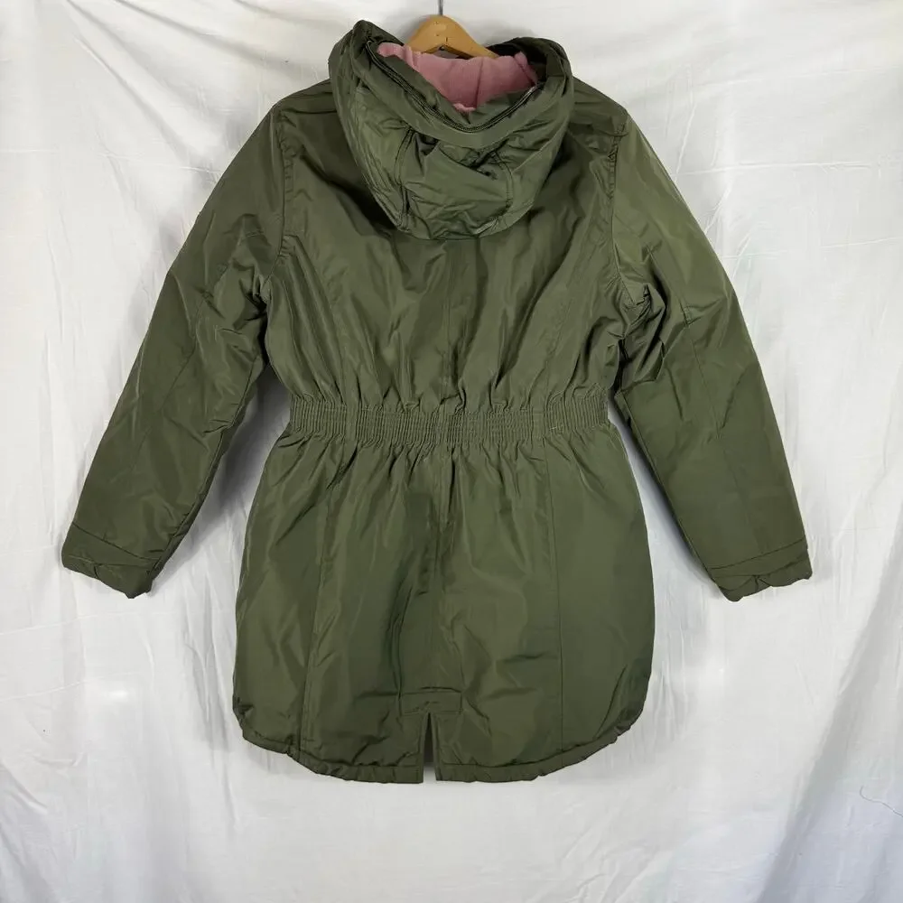 Weatherproof Girls Puffer Raincoat Green Size Large Missing Faux Fur Trum